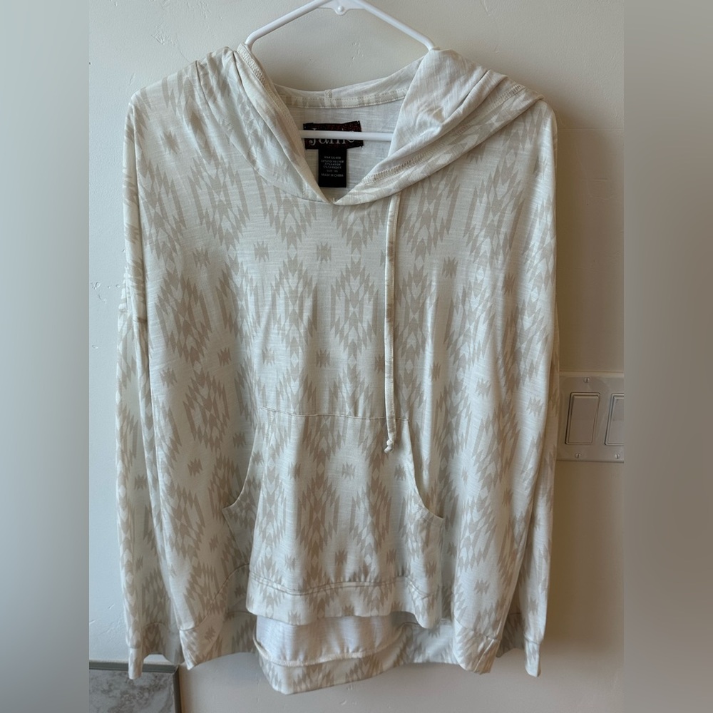 Cream Patterned Hoodie
